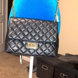 Black leather cross body purse